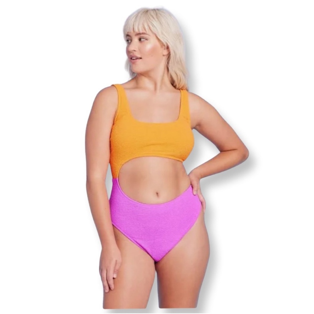 Wild Fable orange and pink monokini Size Medium 8-10
